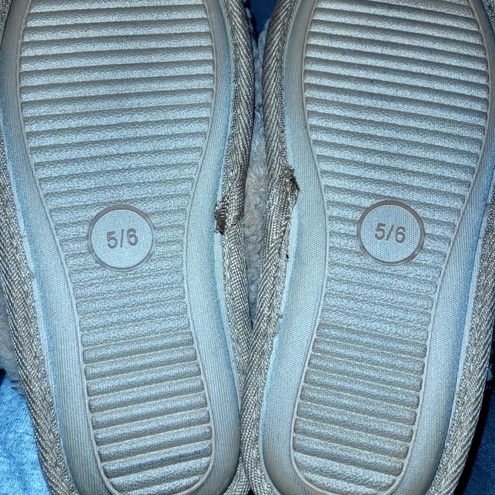 Tan Fuzzy Slippers - Picture 2 of 2